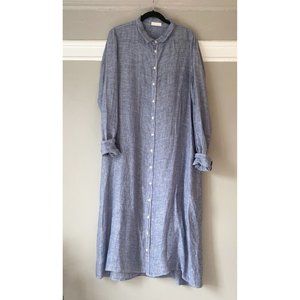 CP Shades Blue Linen Shirtdress - size L